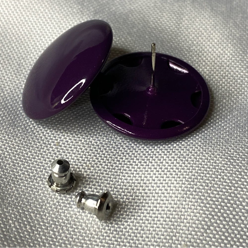 Purple Button Earrings